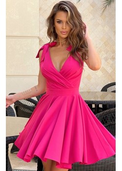 Wizytowa sukienka z kokardkami fuksja 2209-07 ze sklepu intimiti.pl w kategorii Sukienki - zdjęcie 187867239