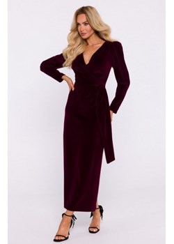 Moe welurowa sukienka wieczorowa maxi bordowa M828 ze sklepu intimiti.pl w kategorii Sukienki - zdjęcie 187867288