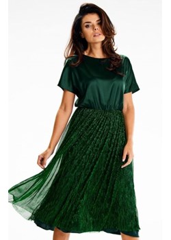 Awama A627 rozkloszowana sukienka midi zielona ze sklepu intimiti.pl w kategorii Sukienki - zdjęcie 187867326