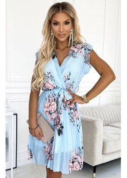 Numoco 464-1 plisowana sukienka z dekoltem i falbankami na ramionach ze sklepu intimiti.pl w kategorii Sukienki - zdjęcie 187867387