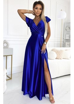 Numoco 411-11 CRYSTAL satynowa długa suknia z dekoltem ze sklepu intimiti.pl w kategorii Sukienki - zdjęcie 187867985