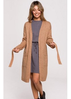 Karmelowy kardigan z paskiem BK077 ze sklepu intimiti.pl w kategorii Swetry damskie - zdjęcie 187868375