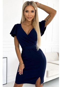 Numoco 479-2 NINA sukienka z kopertowym dekoltem, rękawkiem i paskiem ze sklepu intimiti.pl w kategorii Sukienki - zdjęcie 187868426