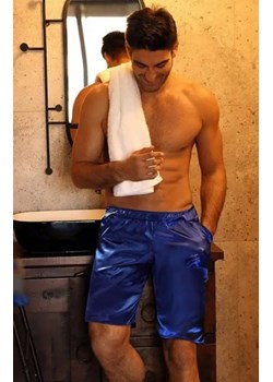 Dkaren Zeus satynowe spodenki męskie niebieskie ze sklepu intimiti.pl w kategorii Piżamy męskie - zdjęcie 187868598