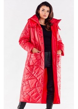 Oversizowy pikowany płaszcz czerwony A541 ze sklepu intimiti.pl w kategorii Płaszcze damskie - zdjęcie 187868856