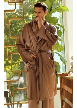 Dkaren Lukas satynowy szlafrok męski brązowy ze sklepu intimiti.pl w kategorii Szlafroki męskie - zdjęcie 187868909