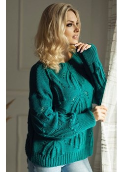 Oversizowy zielony sweter ażurowy 30081 ze sklepu intimiti.pl w kategorii Swetry damskie - zdjęcie 187869149