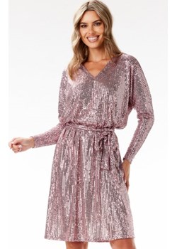 Awama A690 cekinowa midi sukienka różowa ze sklepu intimiti.pl w kategorii Sukienki - zdjęcie 187869288