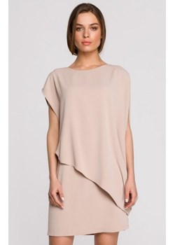 Elegancka sukienka mini warstwowa beżowa S262 ze sklepu intimiti.pl w kategorii Sukienki - zdjęcie 187869406