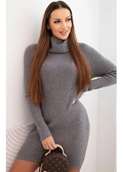 Dzianinowa sukienka z golfem szara ze sklepu intimiti.pl w kategorii Sukienki - zdjęcie 187869677