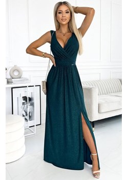 Numoco 467-1 LOUISE brokatowa długa suknia z dekoltem i rozcięciem na nogę ze sklepu intimiti.pl w kategorii Sukienki - zdjęcie 187869826