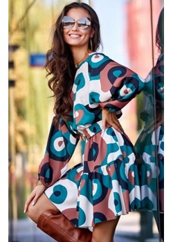 Wzorzysta mini sukienka z paskiem 0376/F11 ze sklepu intimiti.pl w kategorii Sukienki - zdjęcie 187870077