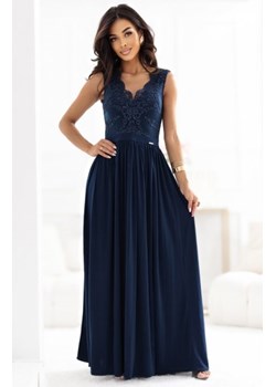 Numoco 215-6 LEA długa elegancka suknia maxi z koronkową górą i rozcięciem na nodze ze sklepu intimiti.pl w kategorii Sukienki - zdjęcie 187870168