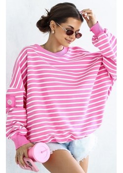 Oversizowa bluza damska w paski różowy Flowy ze sklepu intimiti.pl w kategorii Bluzy damskie - zdjęcie 187870309