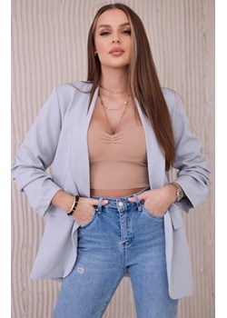 Marynarka z klapami elegancka szara ze sklepu intimiti.pl w kategorii Marynarki damskie - zdjęcie 187870349