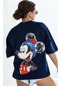 Oversizowy t-shirt damski Myszka Nothing granatowy ze sklepu intimiti.pl w kategorii Bluzki damskie - zdjęcie 187870395