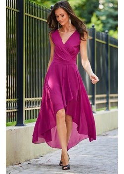 Szyfonowa sukienka z asymetrycznym przodem 0294 różowa ze sklepu intimiti.pl w kategorii Sukienki - zdjęcie 187870717