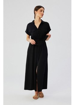 Stylove S364 sukienka maxi rozpinana z krótkimi rękawami czarna ze sklepu intimiti.pl w kategorii Sukienki - zdjęcie 187870967