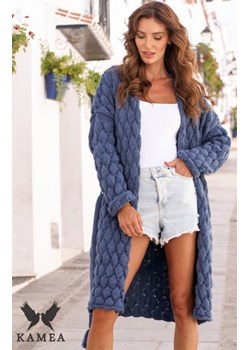 Kamea Bianka wełniany sweter z wiązaniem niebieski ze sklepu intimiti.pl w kategorii Swetry damskie - zdjęcie 187871097