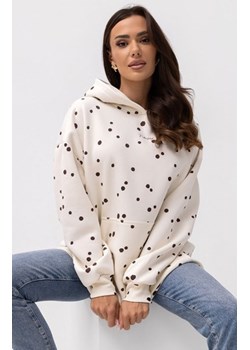 Oversizowa bluza damska z kapturem kropeczki śmietanka ze sklepu intimiti.pl w kategorii Bluzy damskie - zdjęcie 187871305