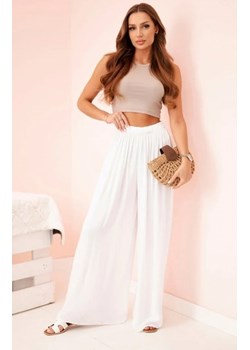 Spodnie damskie szerokie z gumką w pasie białe ze sklepu intimiti.pl w kategorii Spodnie damskie - zdjęcie 187871549