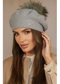 Kamea Fuji zimowy beret z pomponem szary ze sklepu intimiti.pl w kategorii Berety damskie - zdjęcie 187871768