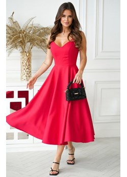 Czerwona rozkloszowana sukienka midi 244-02 ze sklepu intimiti.pl w kategorii Sukienki - zdjęcie 187872029