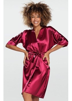 Dkaren satynowy szlafrok damski bordowy ze sklepu intimiti.pl w kategorii Szlafroki damskie - zdjęcie 187872138