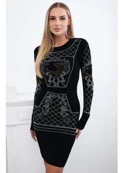 Sukienka dzianinowa ze złoto-srebrnym wzorem z cyrkonii ze sklepu intimiti.pl w kategorii Sukienki - zdjęcie 187872298
