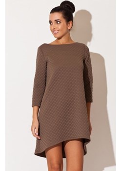 Katrus K134 sukienka pikowana brązowa ze sklepu intimiti.pl w kategorii Sukienki - zdjęcie 187872336