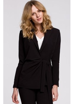 Makover K056 elegancki żakiet z wiązaniem na boku czarny ze sklepu intimiti.pl w kategorii Marynarki damskie - zdjęcie 187872346