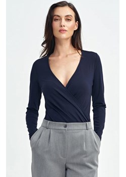 Bluzka body z kopertowym dekoltem granatowa ze sklepu intimiti.pl w kategorii Bluzki damskie - zdjęcie 187872676
