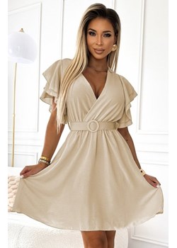 Numoco 586-1 kobieca sukienka z kopertowym dekoltem, rękawkiem i paskiem ze sklepu intimiti.pl w kategorii Sukienki - zdjęcie 187872769