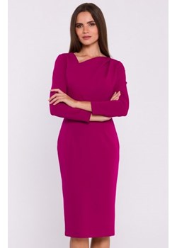 Stylove S376 sukienka ołówkowa z asymetrycznym dekoltem bordowa ze sklepu intimiti.pl w kategorii Sukienki - zdjęcie 187872819