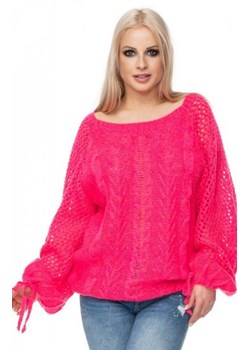 *Oversizowy sweter damski z wiązaniami różowy 30061 ze sklepu intimiti.pl w kategorii Swetry damskie - zdjęcie 187873009