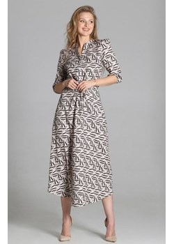 Długa sukienka z rękawem 3/4 i troczkiem literki jasne SUK205 ze sklepu intimiti.pl w kategorii Sukienki - zdjęcie 187873196