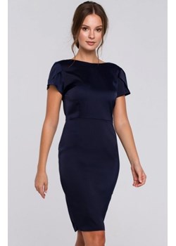 Makover K041 sukienka z dekoltem typu woda z tyłu granatowa ze sklepu intimiti.pl w kategorii Sukienki - zdjęcie 187873238
