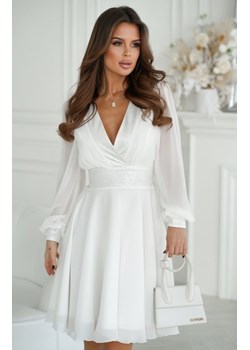 Bicotone rozkloszowana sukienka wizytowa ecru ze sklepu intimiti.pl w kategorii Sukienki - zdjęcie 187873307