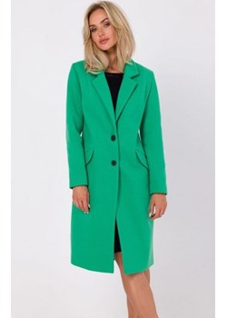 Moe M758 klasyczny płaszcz damski zielony ze sklepu intimiti.pl w kategorii Płaszcze damskie - zdjęcie 187873407