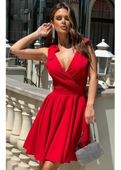 Wizytowa sukienka z kokardkami  czerwona 2209-02 ze sklepu intimiti.pl w kategorii Sukienki - zdjęcie 187873457