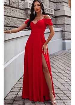 Duet Valentina długa sukienka gładka czerwona ze sklepu intimiti.pl w kategorii Sukienki - zdjęcie 187873495