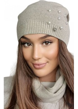 Kamea Kalcyt czapka z perełkami beżowa ze sklepu intimiti.pl w kategorii Czapki zimowe damskie - zdjęcie 187873598
