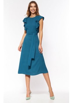 Morska midi sukienka z falbanami S201 ze sklepu intimiti.pl w kategorii Sukienki - zdjęcie 187873618