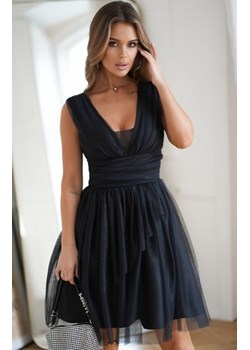 Rozkloszowana tiulowa sukienka czarna z brokatem 270-06 ze sklepu intimiti.pl w kategorii Sukienki - zdjęcie 187873645