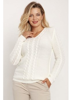 MKM SWE186 sweterek z dekoltem ecru ze sklepu intimiti.pl w kategorii Swetry damskie - zdjęcie 187873656