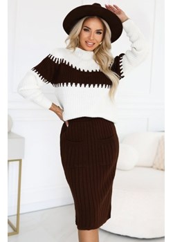 Numoco 571-2 dwuczęściowy komplet sweterkowy z dopasowaną spódnicą ze sklepu intimiti.pl w kategorii Komplety i garnitury damskie - zdjęcie 187873679
