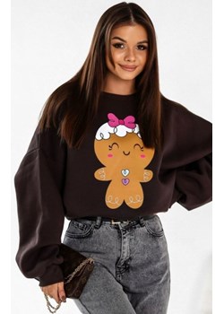 Świąteczna bluza damska ciasteczko brązowa ze sklepu intimiti.pl w kategorii Bluzy damskie - zdjęcie 187873706