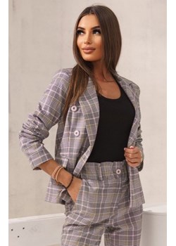 Szara marynarka damska w kratę ze sklepu intimiti.pl w kategorii Marynarki damskie - zdjęcie 187874026