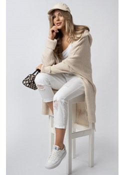 Osher asymetryczny kardigan damski z kapturem crem ze sklepu intimiti.pl w kategorii Swetry damskie - zdjęcie 187874035