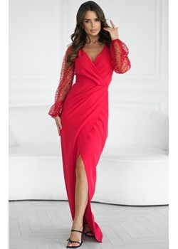 Bicotone długa sukienka z cekinowymi rękawami czerwona ze sklepu intimiti.pl w kategorii Sukienki - zdjęcie 187874146
